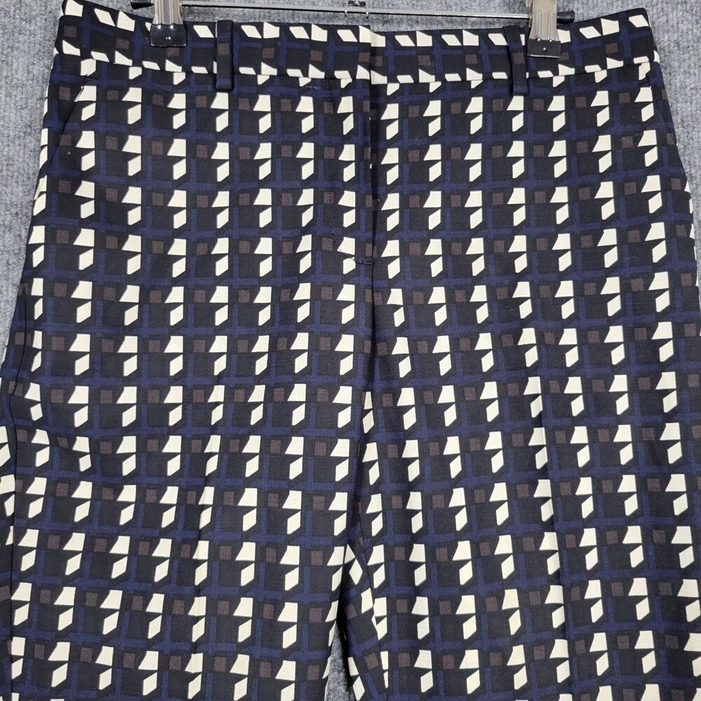 THEORY Treeca Black Geo Plaid Virgin Wool Cropped Pants Office Career SIZE 4 - Picture 4 of 11